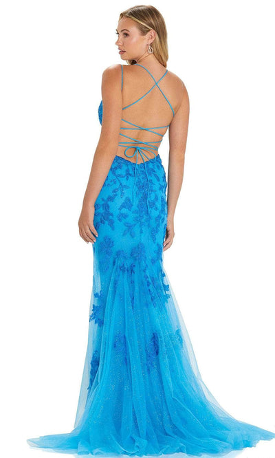 Amarra 88588 - V-Neck Leaf Appliqued Prom Gown Special Occasion Dress