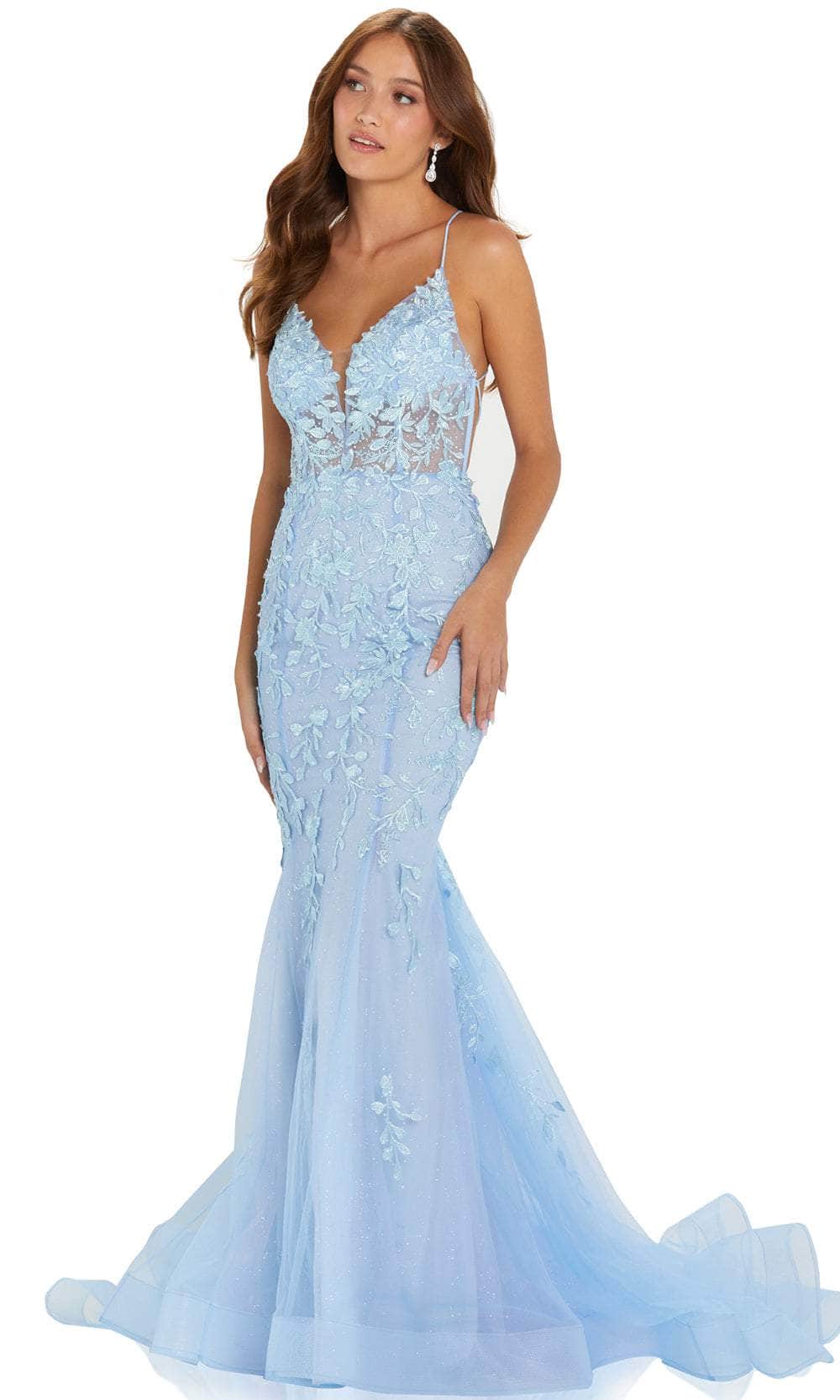 Amarra 88619 - Embroidery Appliques Mermaid Gown Evening Dresses 00 / Electric Blue