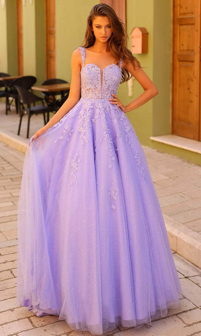 Amarra 88739 - Floral Embellished Ballgown 000 / Periwinkle
