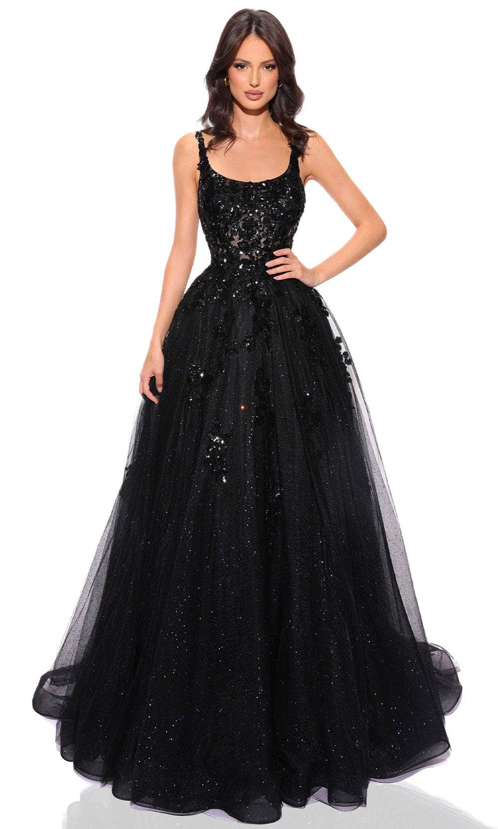 Amarra 88749 - Sequin Detailed Prom Dress 000 / Black