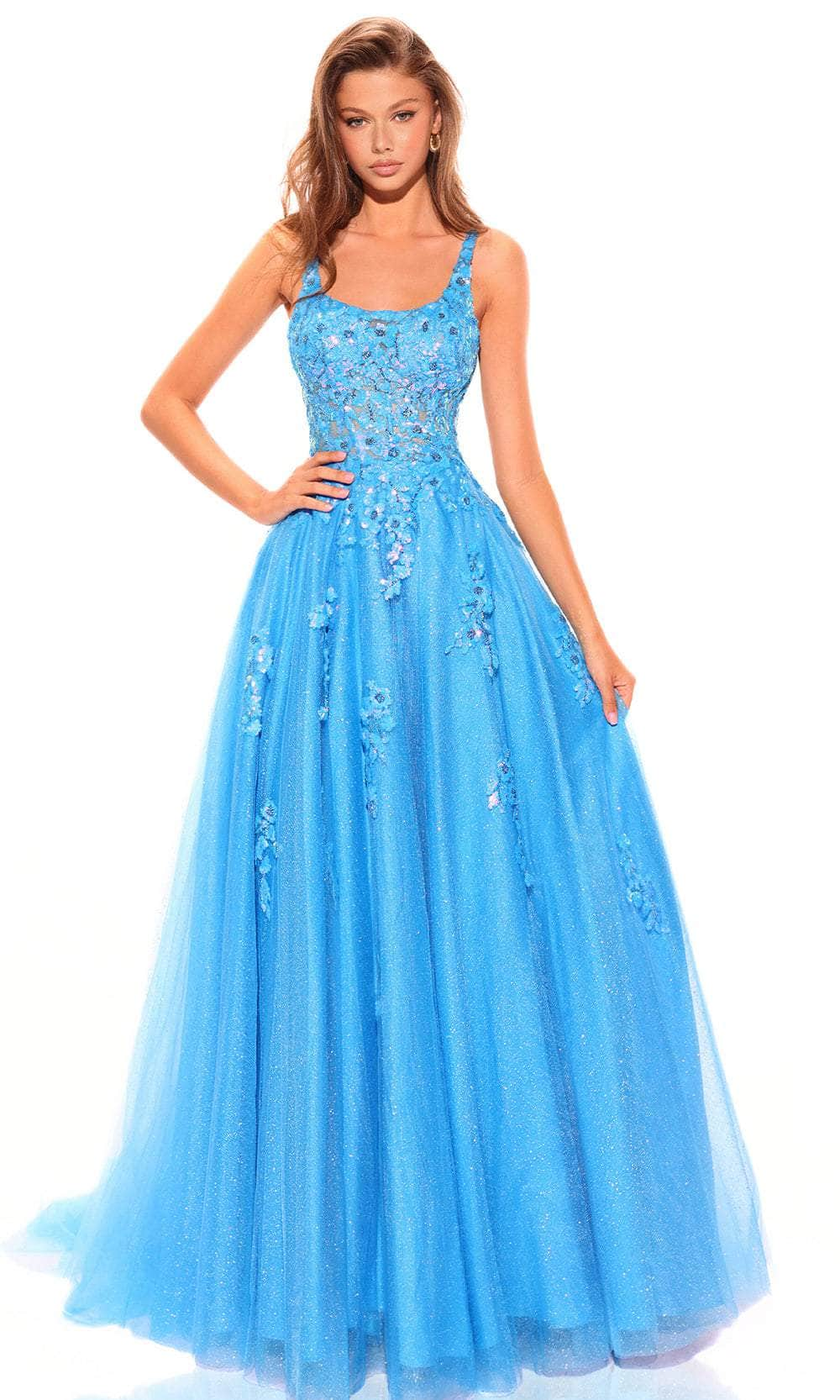 Amarra 88749 - Sequin Detailed Prom Dress 4 / Turquoise