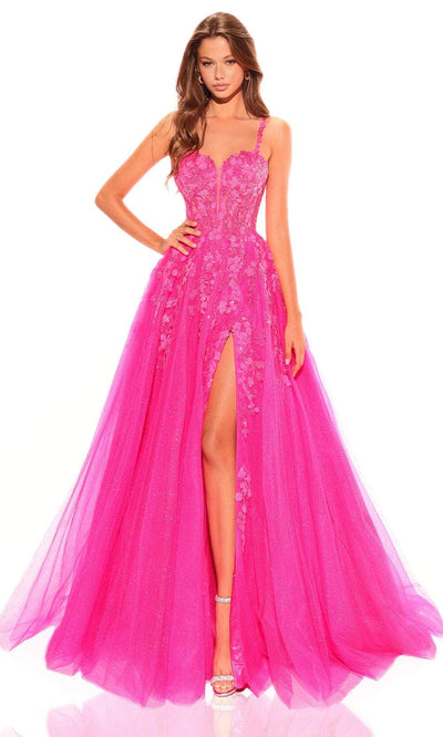 Amarra 88754 - Embellished Plunging Ballgown 4 / Fuchsia