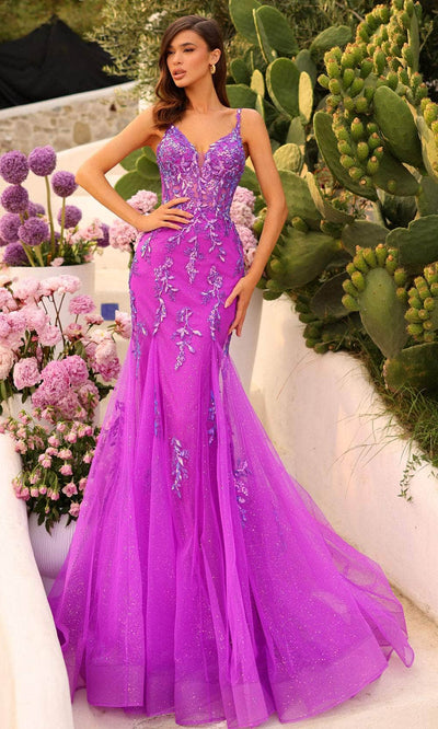 Amarra 88755 - Floral Embroided Gown 000 / Magenta
