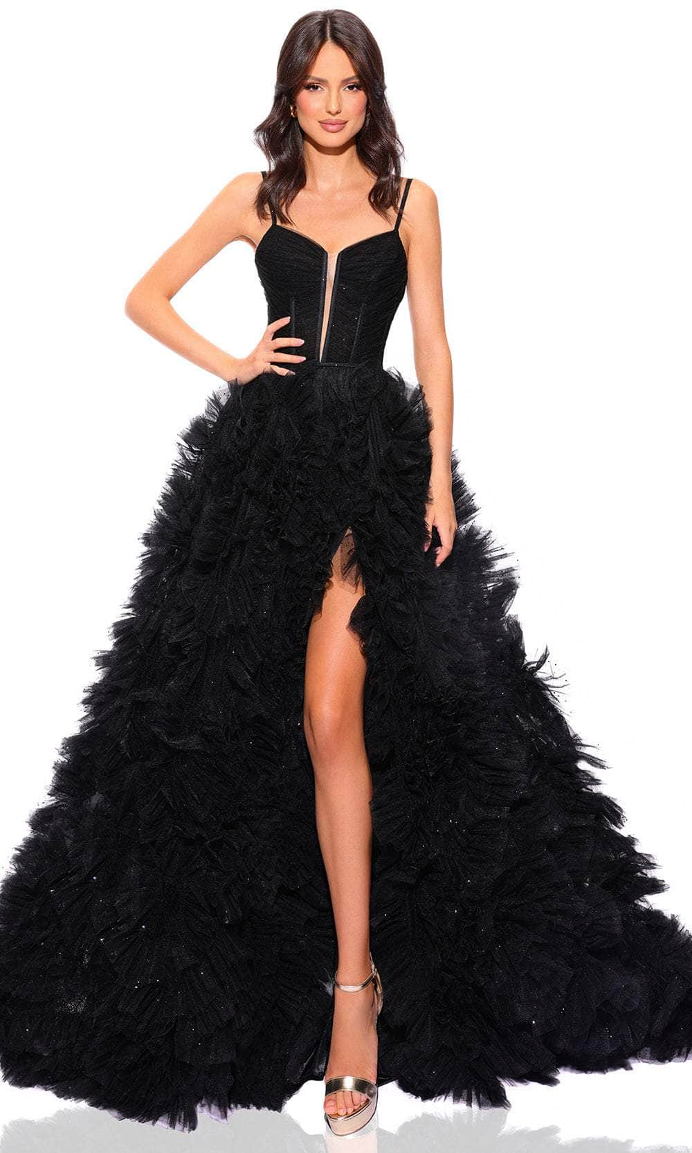 Amarra 88785 - Ruffle Trimmed Ballgown 000 / Black