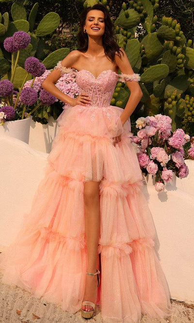 Amarra 88790 - Lace Applique Corset Prom Dress 000 / Pink