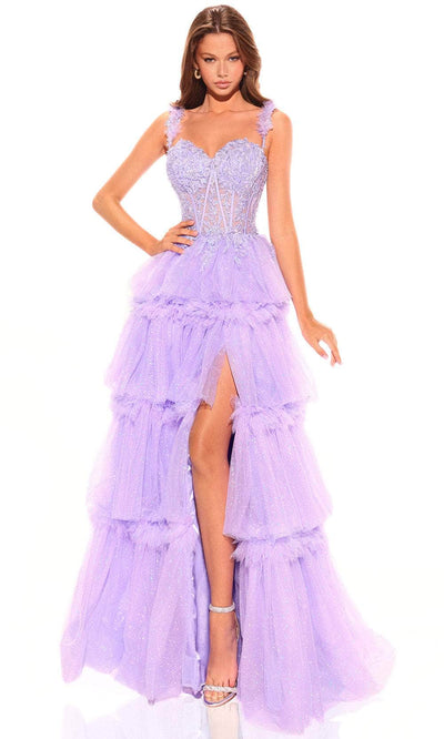 Amarra 88790 - Lace Applique Corset Prom Dress 2 / Periwinkle