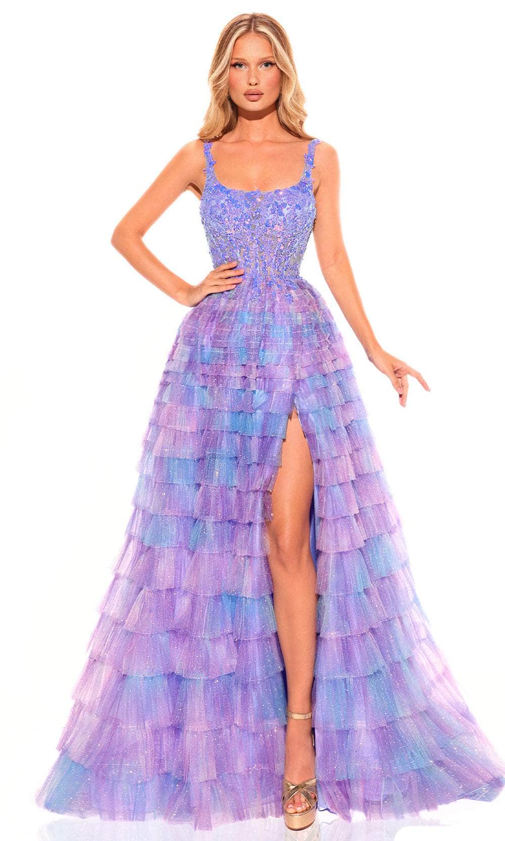 Amarra 88833 - Embroidered Prom Dress 2 / Blue