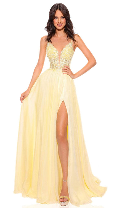 Amarra 88834 - Tulle A-Line Prom Dress 6 / Light Yellow