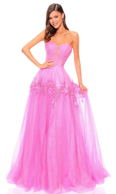 Amarra 88874 - Floral Evening Dress 000 / Neon Pink