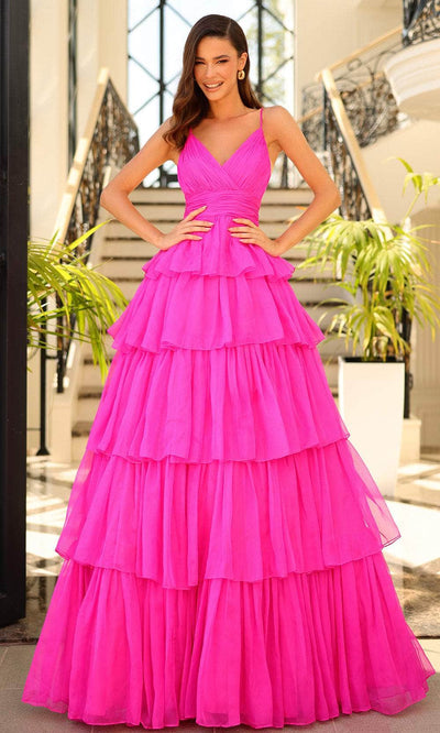 Amarra 88878 - Ruched Ballgown 000 / Neon Pink