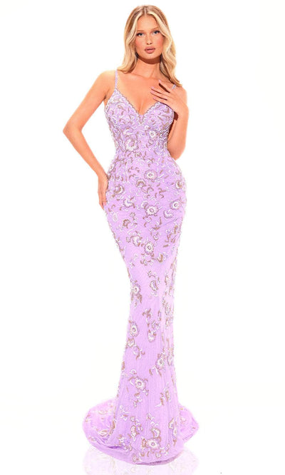 Amarra 94010 - Floor Length Evening Dress 4 / Lilac/Multi