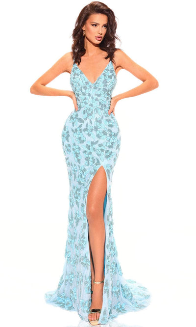 Amarra 94015 - Bead Adorned Prom Dress 4 / Blue