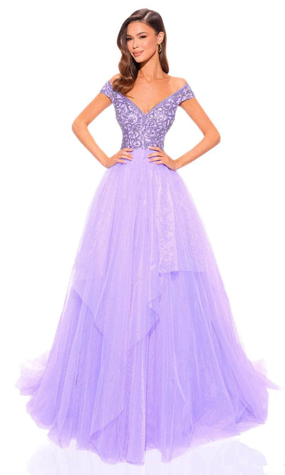 Amarra 94038 - Off-Shoulder Evening Gown 2 / Lilac