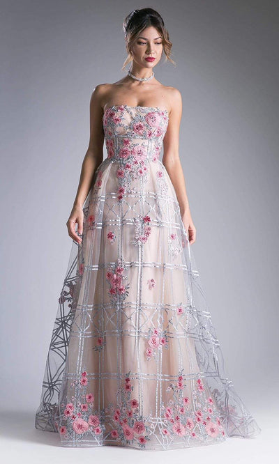 Andrea and Leo - 7056 Floral Embroidered A-Line Dress Special Occasion Dress 2 / Coral-Nude