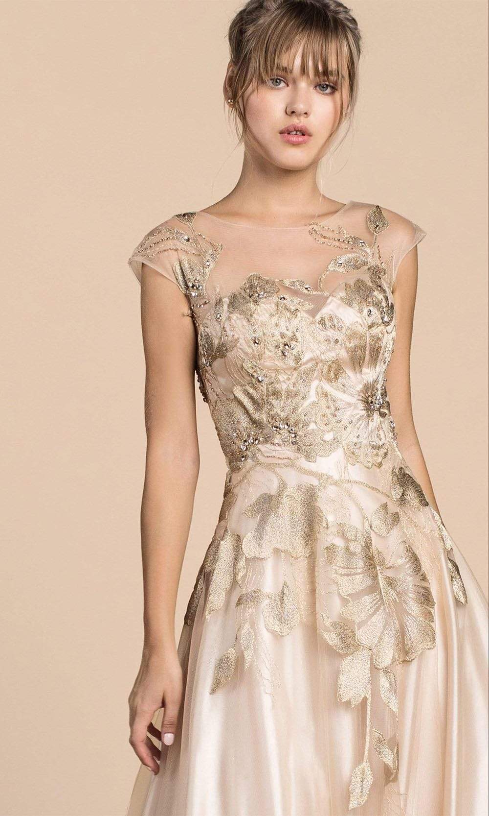 Andrea and Leo - A0081 Floral Metallic Embroidery A-Line Gown Special Occasion Dress