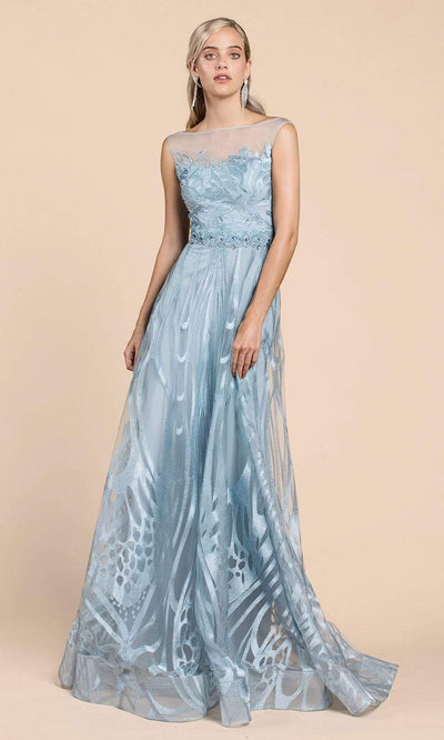 Andrea and Leo - A0106 Embroidered Lace Illusion Bateau A-Line Gown Special Occasion Dress