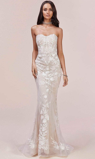 Andrea and Leo A0488 - Sweetheart Corset Lace Evening Gown Evening Dresses 2 / Off White