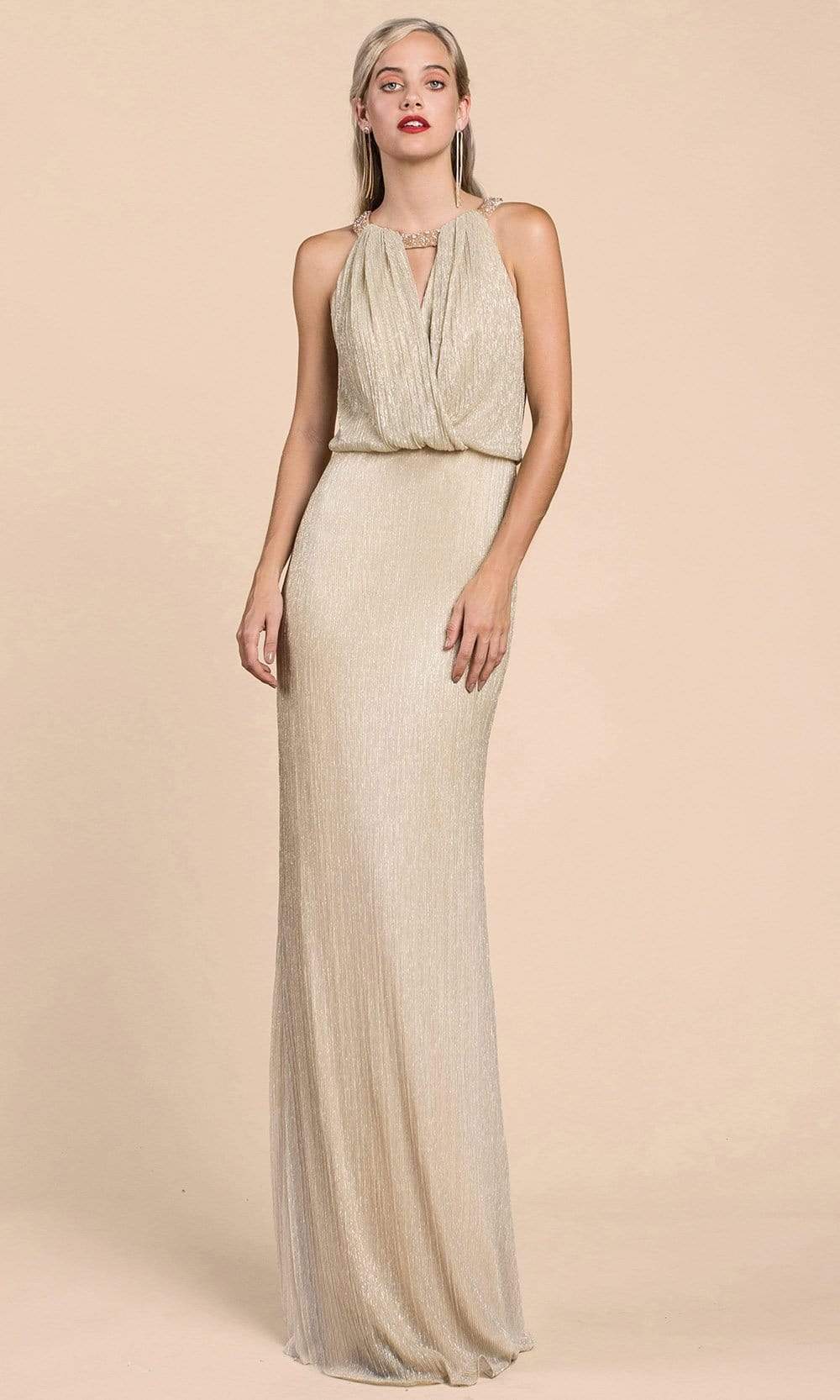 Andrea and Leo - A0500 Beaded Halter Neck Sheath Dress Special Occasion Dress