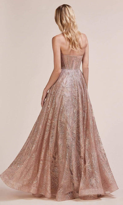 Andrea and Leo - Sweetheart Embellished A-Line Dress A0656SC In Pink and Gold