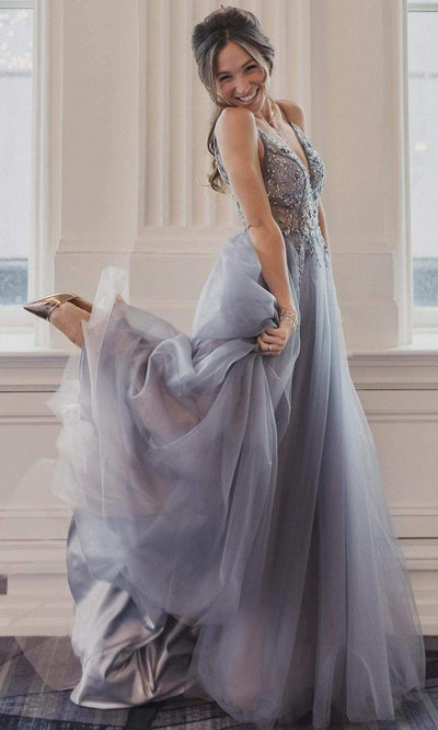 Andrea and Leo - A0672 Illusion Beaded Bodice Tulle A-Line Gown Bridesmaid Dresses