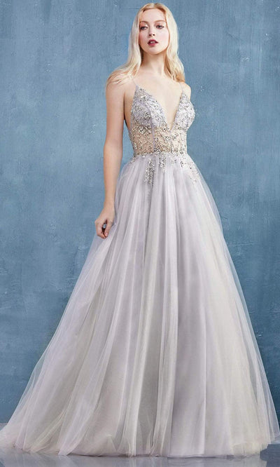 Andrea and Leo - A0672 Illusion Beaded Bodice Tulle A-Line Gown Bridesmaid Dresses