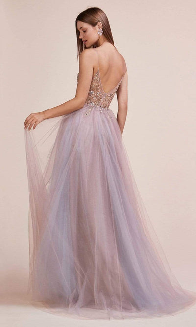 Andrea and Leo - A0672 Illusion Beaded Bodice Tulle A-Line Gown Bridesmaid Dresses