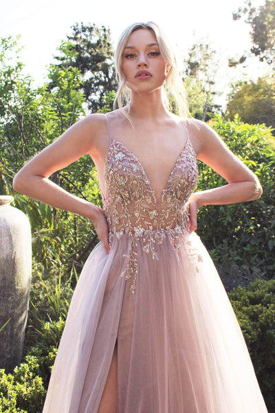 Andrea and Leo - A0672 Illusion Beaded Bodice Tulle A-Line Gown Bridesmaid Dresses
