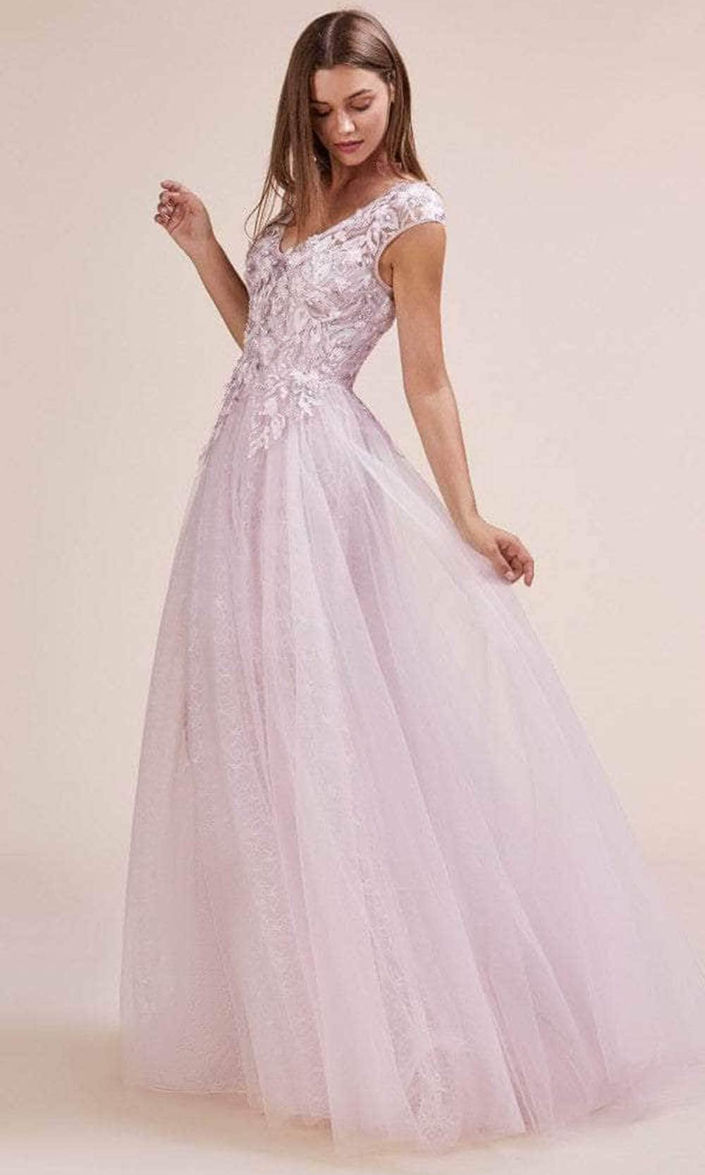 Andrea and Leo A0687 - Cap Sleeved A-Line Gown Prom Dresses