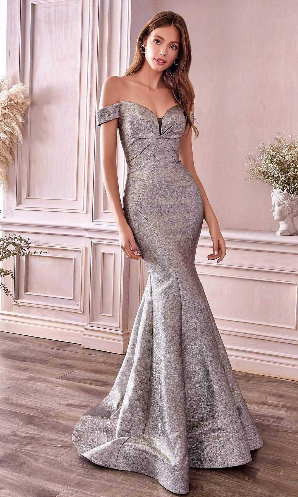 Andrea and Leo - Metallic Off Shoulder Fit And Flare Dress A0725SC