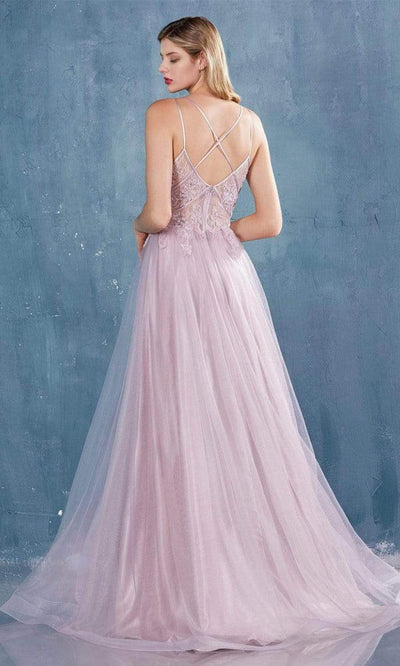 Andrea and Leo - A0762 Beaded Floral Lace Bodice Tulle A-Line Gown Special Occasion Dress