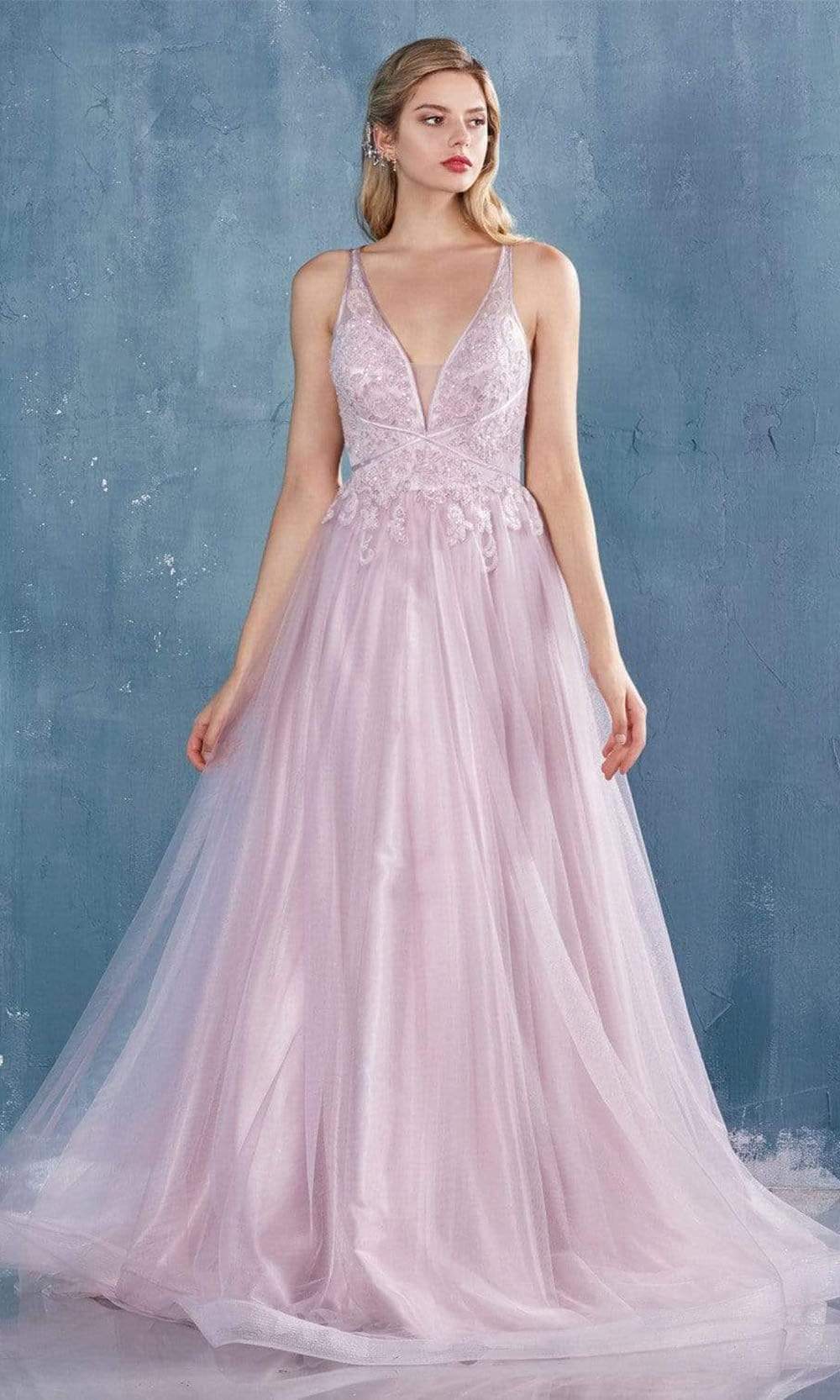 Andrea and Leo - A0762 Beaded Floral Lace Bodice Tulle A-Line Gown Special Occasion Dress