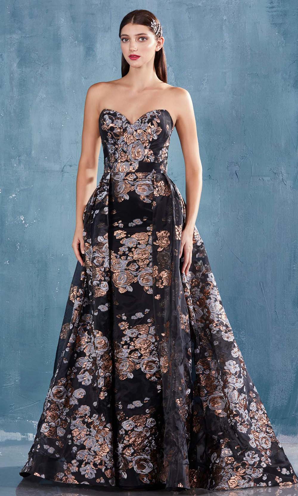 Andrea and Leo - A0783 Sweetheart Trumpet Dress With Overskirt Evening Dresses 2 / Copper Black