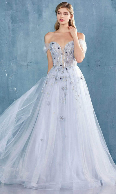 Andrea and Leo - A0826 Off Shoulder Corset A-Line Dress Evening Dresses 2 / Paris Blue