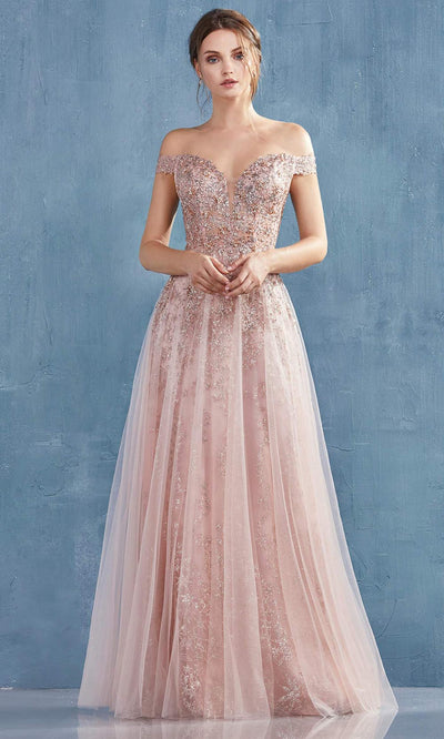 Andrea and Leo - A0870 Off-Shoulder Stellar Glitter Tulle Gown Special Occasion Dress