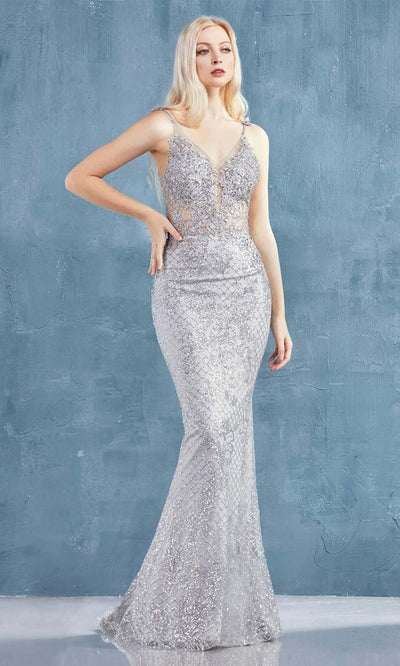 Andrea and Leo - A0960 Beaded Lace V Neck Trumpet Gown Bridesmaid Dresses