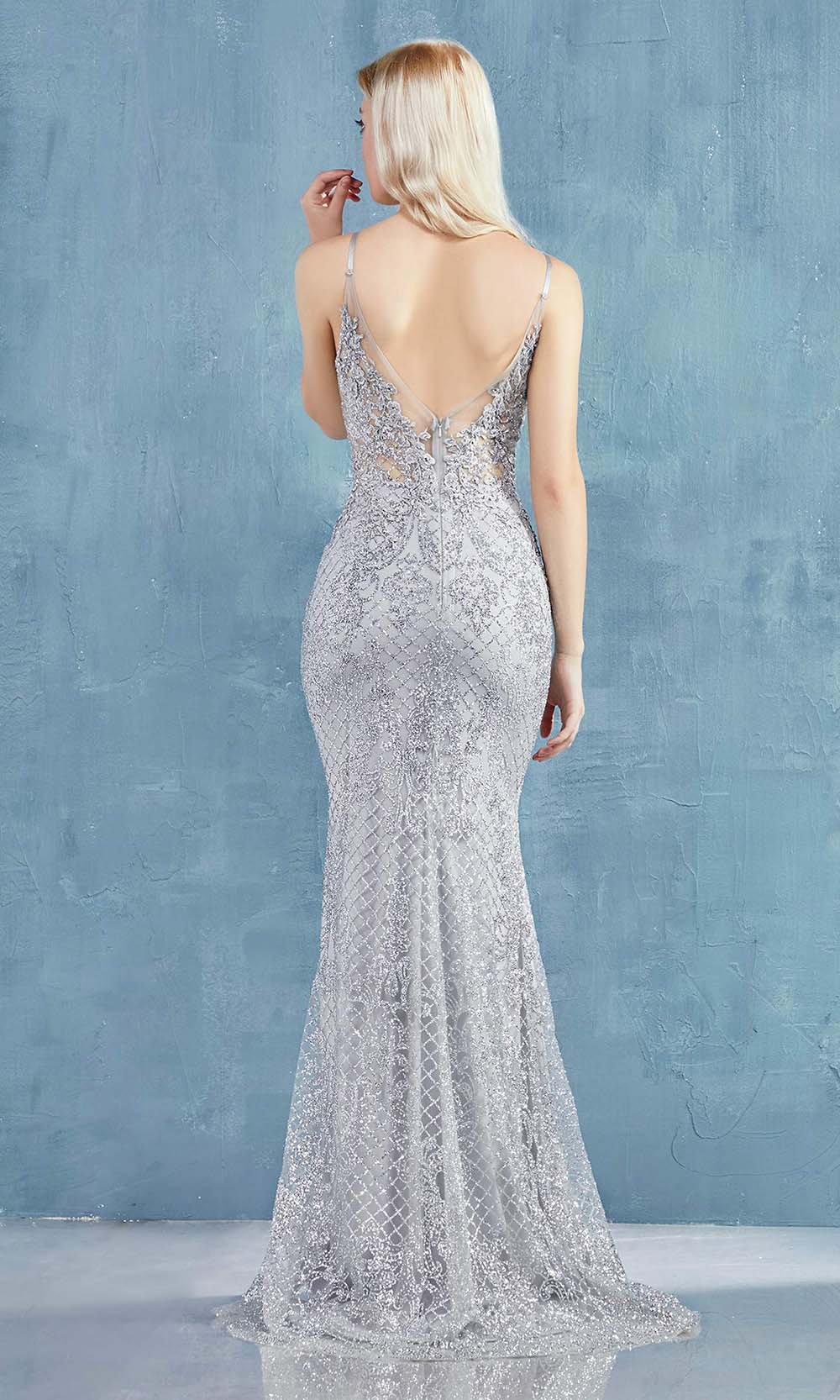 Andrea and Leo - A0960 Beaded Lace V Neck Trumpet Gown Bridesmaid Dresses