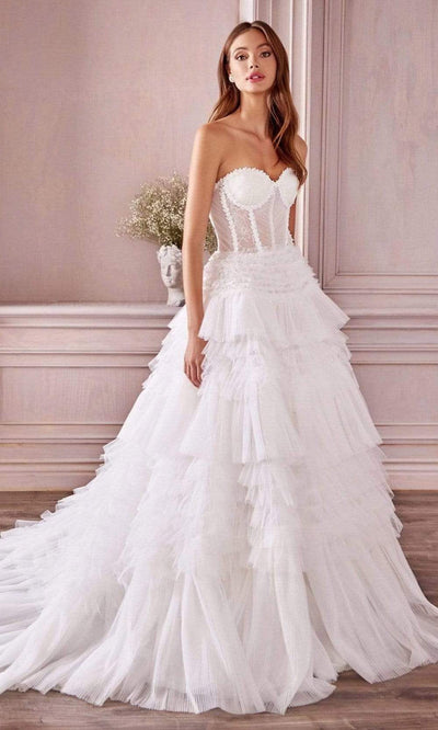 Andrea and Leo - A1017W Strapless Pleated Wedding Dress Wedding Dresses 2 / Off White
