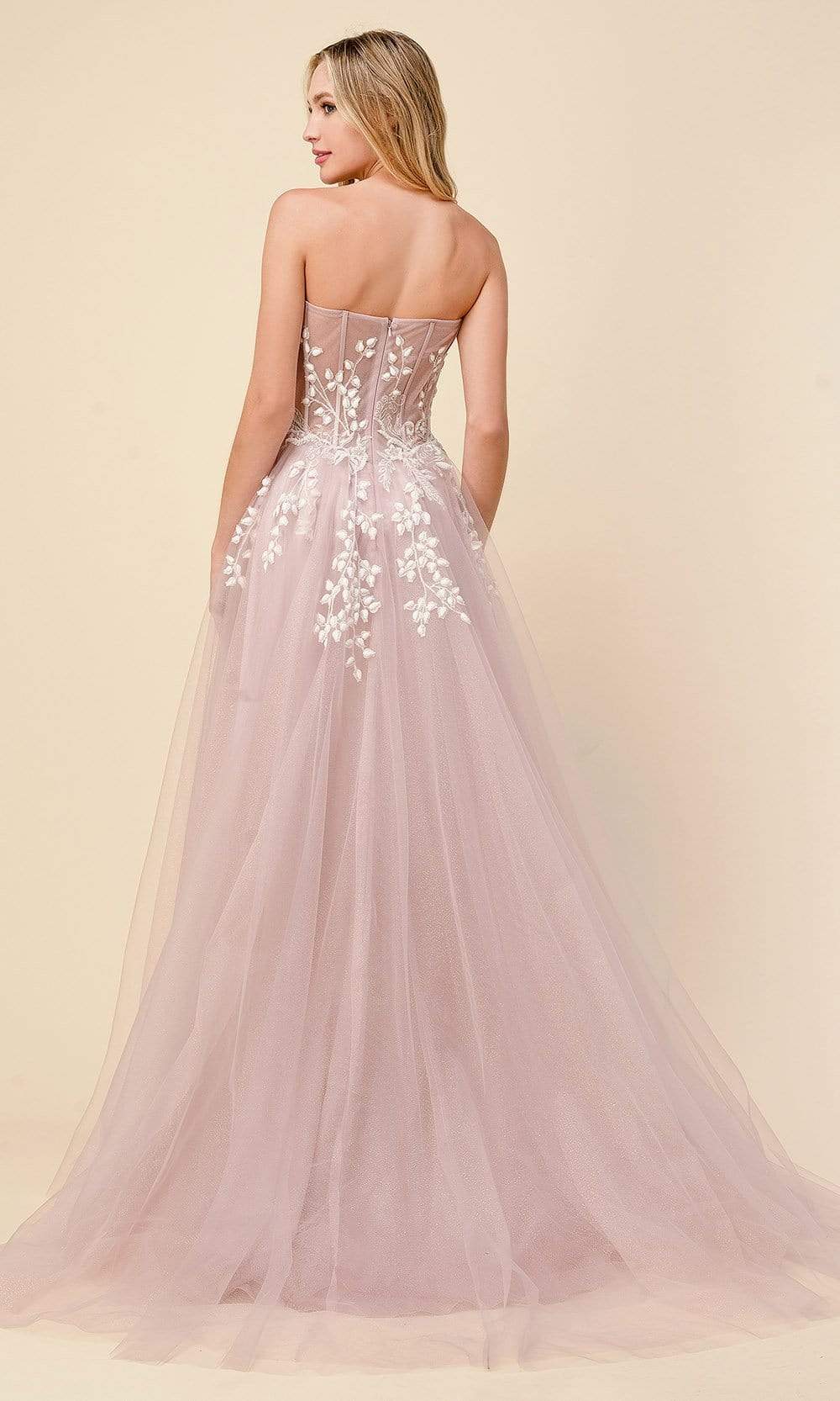 Andrea and Leo - A1029 Strapless Corseted Tulle Gown Evening Dresses