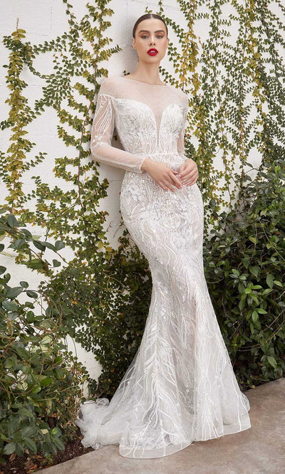 Andrea and Leo - A1085W Long Sleeve Lace Bridal Gown Bridal Dresses 2 / Off White