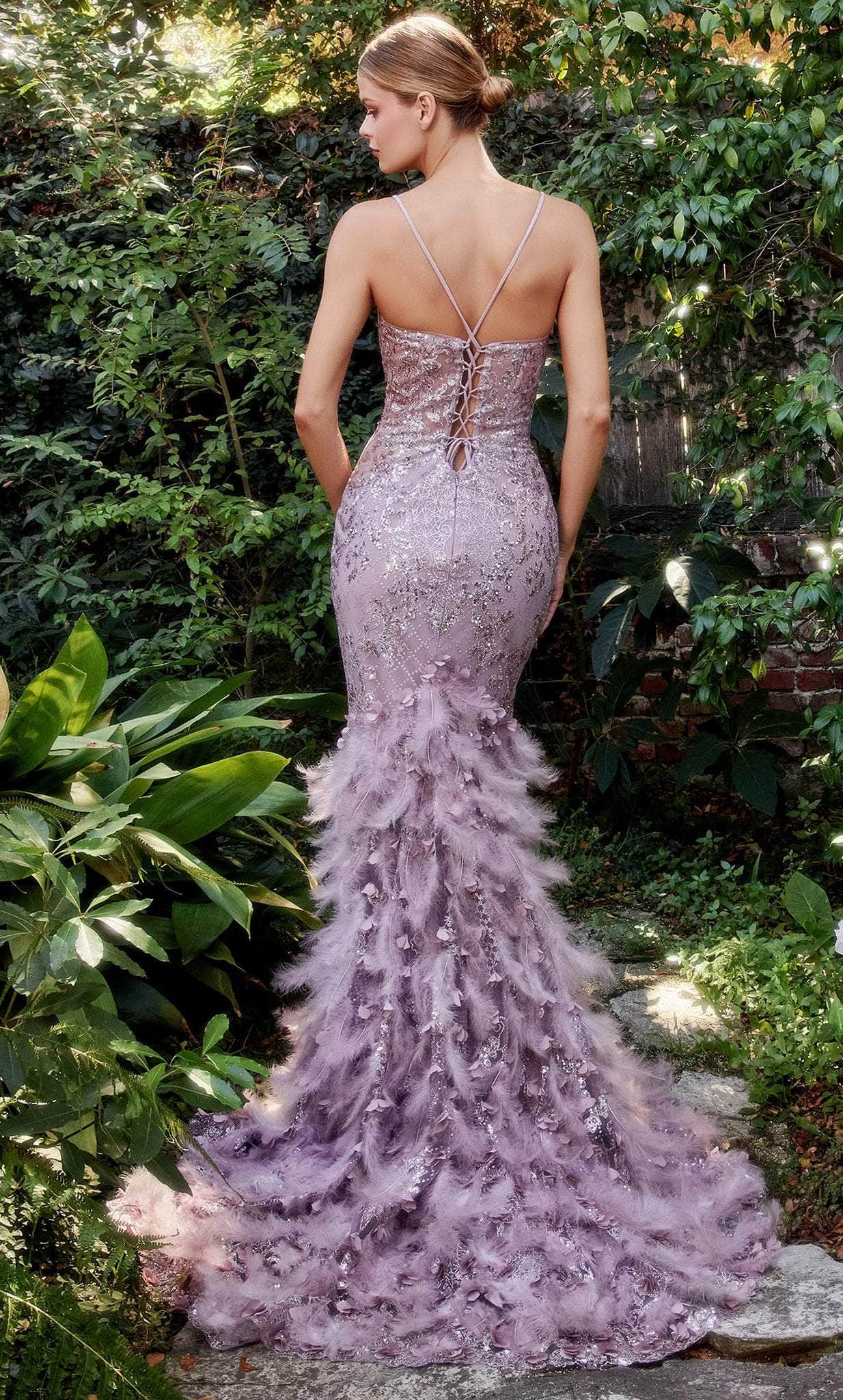 Andrea and Leo A1116 - Sleeveless Feathered Mermaid Prom Gown Special Occasion Dress 2 / Mauve