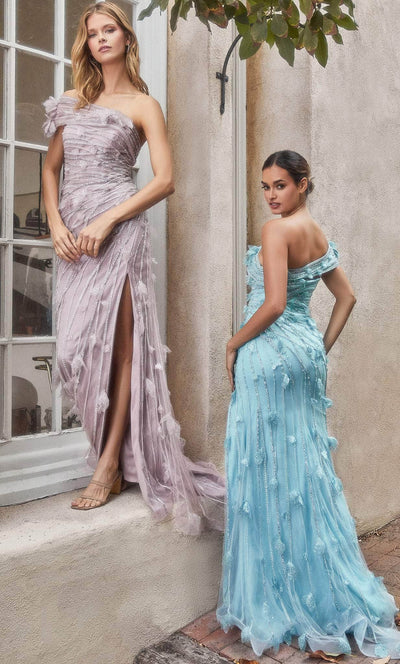 Andrea and Leo A1155 - Asymmetric Neck High Slit Prom Gown Special Occasion Dress 2 / Mauve