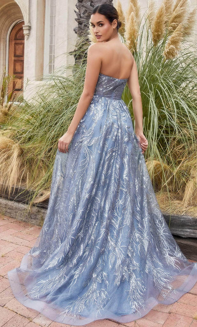 Andrea and Leo A1174 - Strapless Beaded Ballgown With Shawl Special Occasion Dress 2 / Smoky Blue