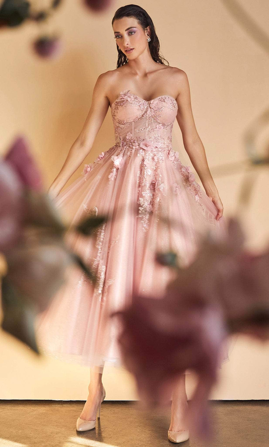 Andrea and Leo A1195 - Sweetheart Tea Length A-line Dress Prom Dresses