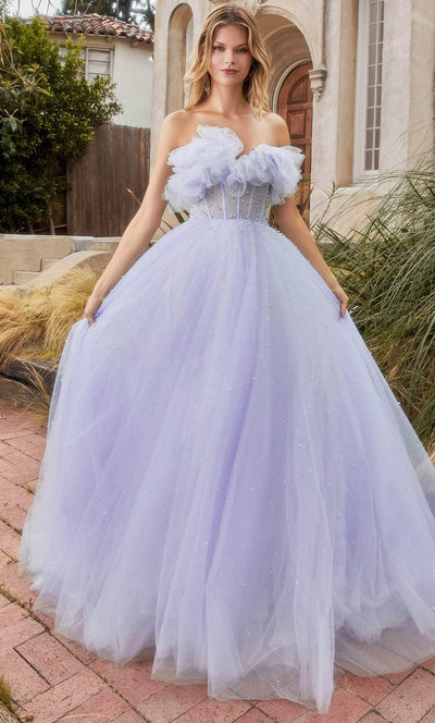 Andrea and Leo A1199 - Tulle-Made Strapless Long Gown Special Occasion Dress 2 / Blue