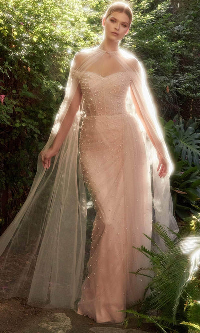 Andrea and Leo A1219 - Sheer Cape Beaded Prom Gown Special Occasion Dresses