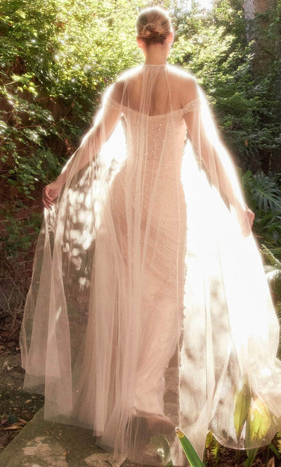 Andrea and Leo A1219 - Sheer Cape Beaded Prom Gown Special Occasion Dresses
