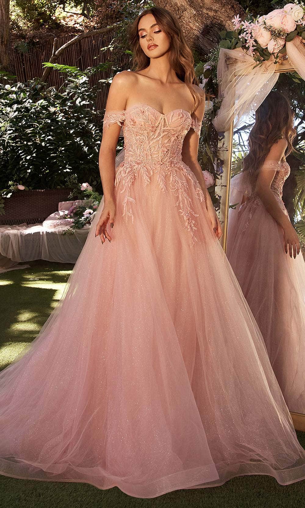Andrea And Leo A1322 - Lace Appliqued Evening Dress 2 / Dusty Rose