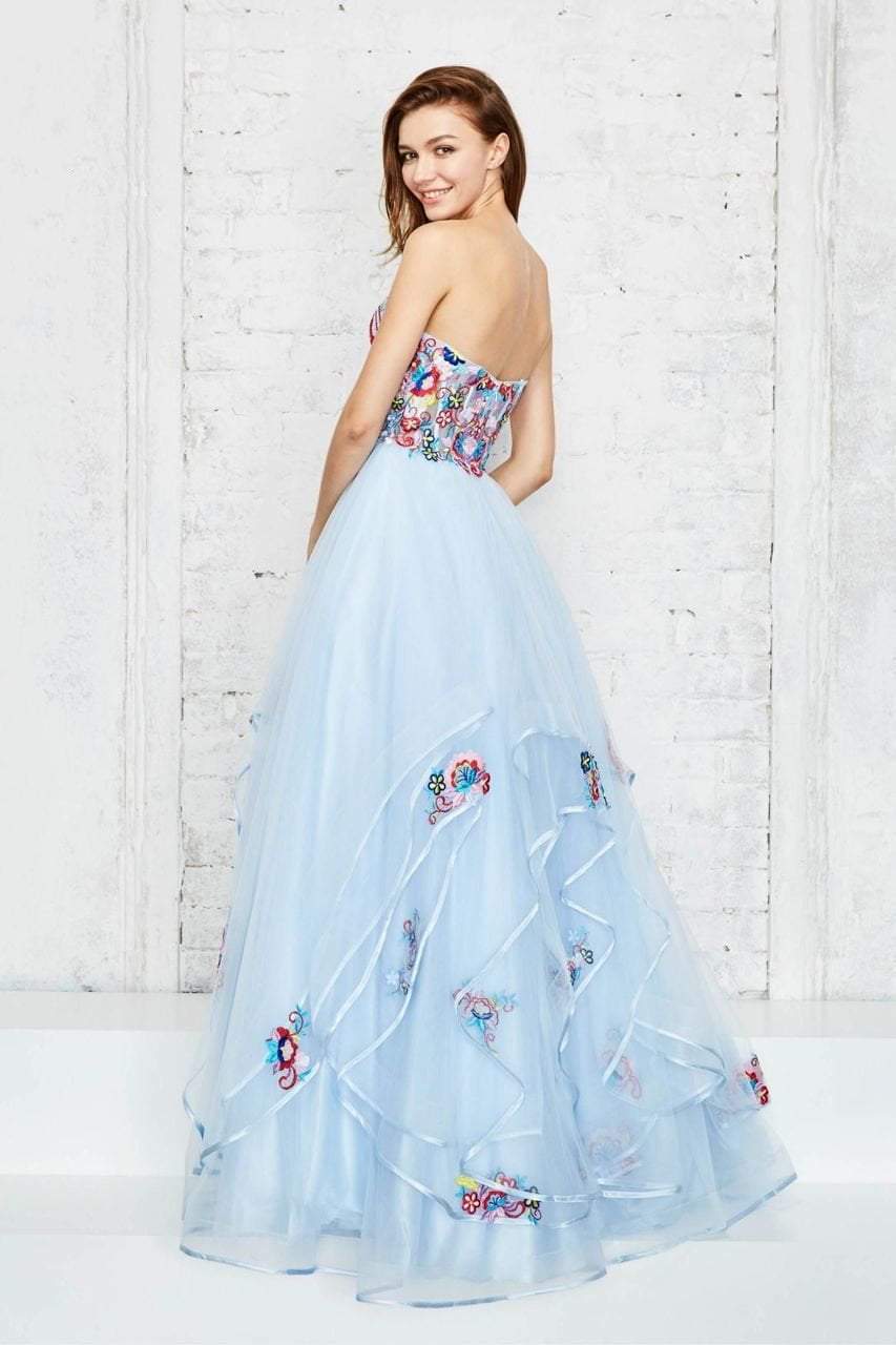 Angela & Alison - 71013 Pretty Floral Embroidery Strapless Gown Special Occasion Dress