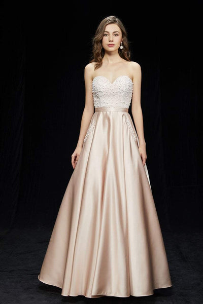 Angela & Alison - 81001 Strapless Bead Festooned Lustrous Ballgown Special Occasion Dress