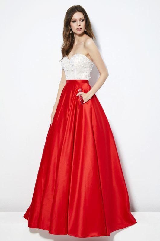 Angela & Alison - 81001 Strapless Bead Festooned Lustrous Ballgown Special Occasion Dress